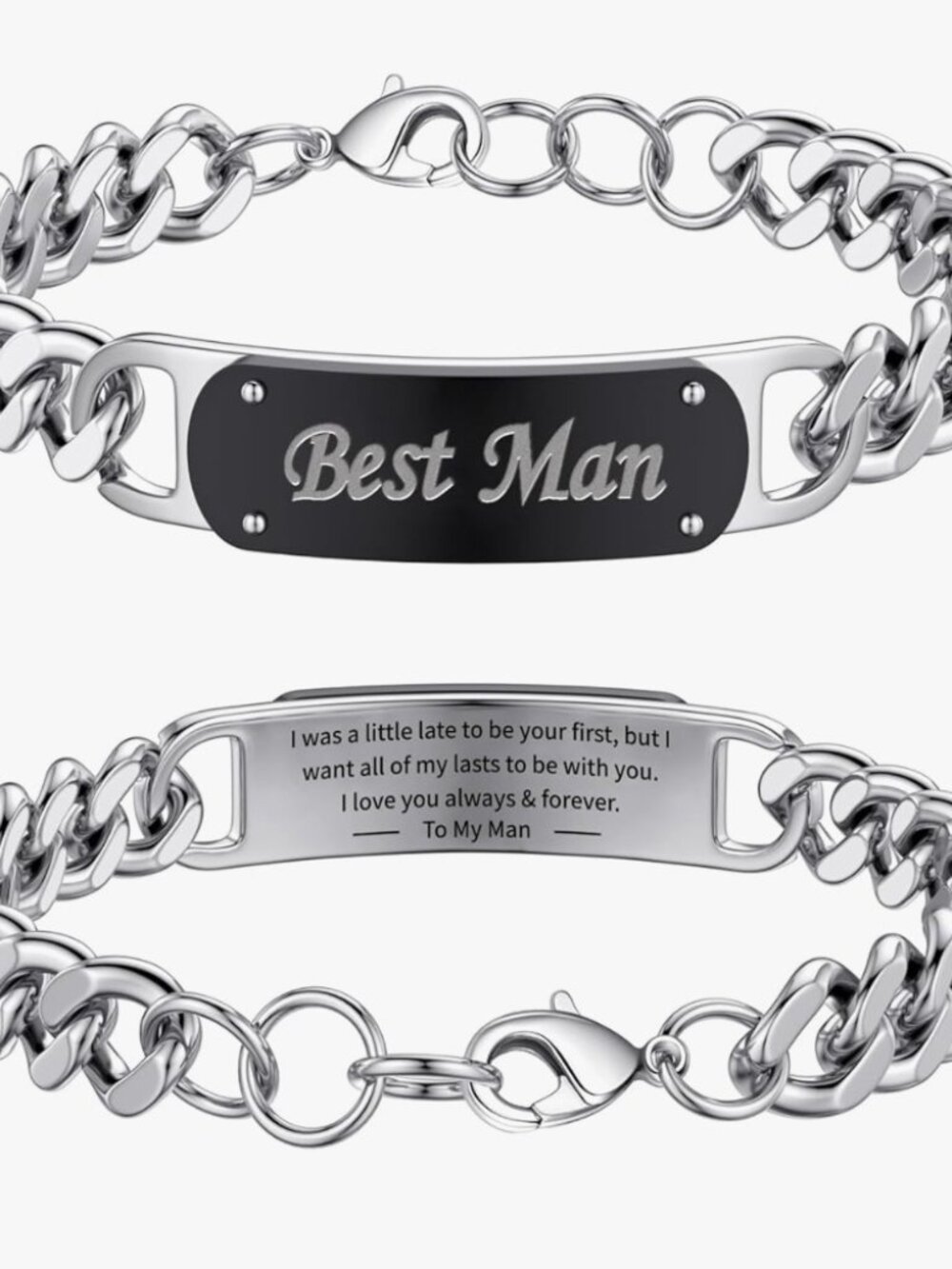 TO MY MAN Stainless Steel Cuban Link Chain Bracelet Husband Boyfriend Gift